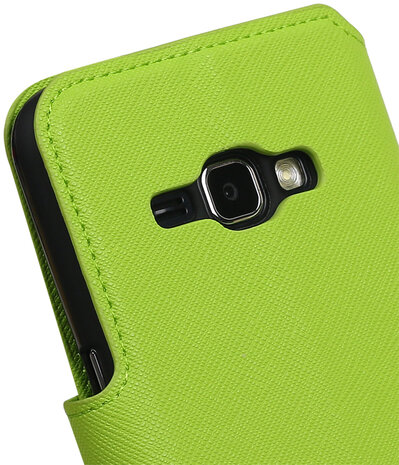 Groen Samsung Galaxy J1 2016 TPU wallet case booktype hoesje HM Book