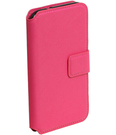 Roze Samsung Galaxy J1 2016 TPU wallet case booktype hoesje HM Book