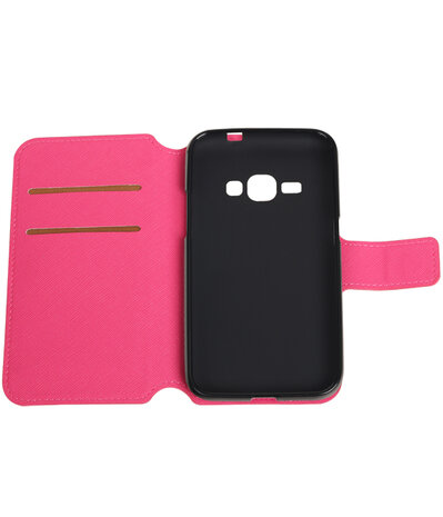 Roze Samsung Galaxy J1 2016 TPU wallet case booktype hoesje HM Book