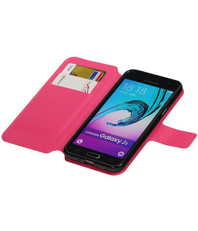 Roze Samsung Galaxy J3 TPU wallet case booktype hoesje HM Book