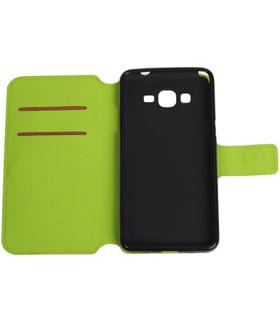 Groen Samsung Galaxy Grand Prime G530 TPU wallet case booktype hoesje HM Book