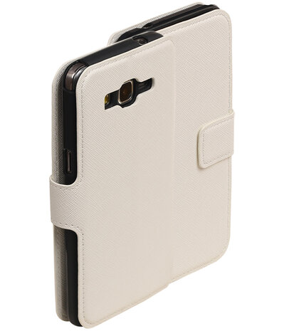 Wit Samsung Galaxy Grand Prime G530 TPU wallet case booktype hoesje HM Book