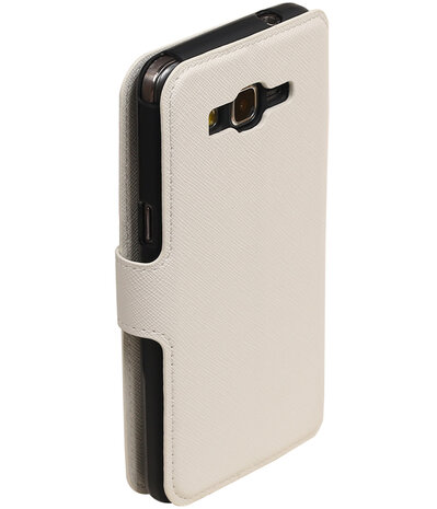 Wit Samsung Galaxy Grand Prime G530 TPU wallet case booktype hoesje HM Book