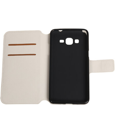 Wit Samsung Galaxy Grand Prime G530 TPU wallet case booktype hoesje HM Book