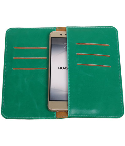 Groen Pull-up Large Pu portemonnee wallet voor Huawei