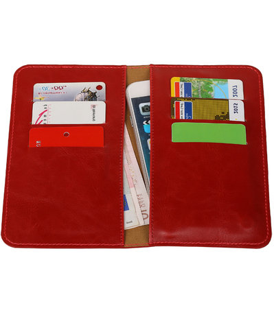 Rood Pull-up Medium Pu portemonnee wallet voor Huawei