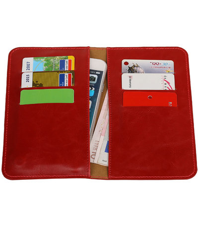 Rood Pull-up Medium Pu portemonnee wallet voor Huawei