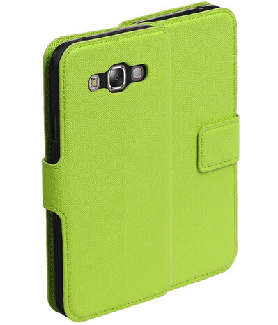 Groen Samsung Galaxy E5 TPU wallet case booktype hoesje HM Book