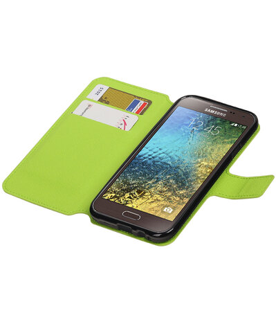 Groen Samsung Galaxy E5 TPU wallet case booktype hoesje HM Book