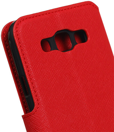 Rood Samsung Galaxy E5 TPU wallet case booktype hoesje HM Book