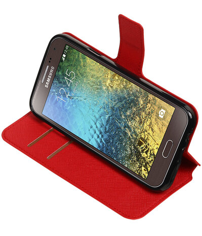 Rood Samsung Galaxy E5 TPU wallet case booktype hoesje HM Book