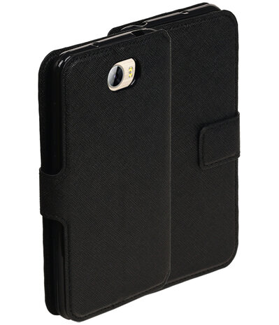 Zwart Huawei Y5 II TPU wallet case booktype hoesje HM Book