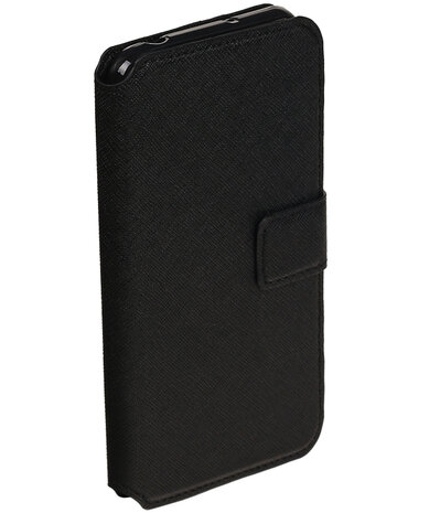 Zwart Huawei Y5 II TPU wallet case booktype hoesje HM Book