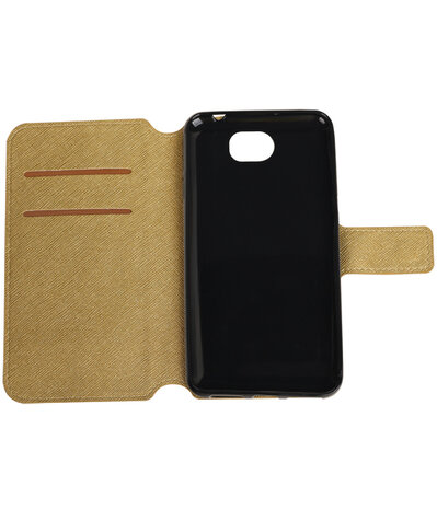 Goud Hoesje voor Huawei Y5 II TPU wallet case booktype HM Book