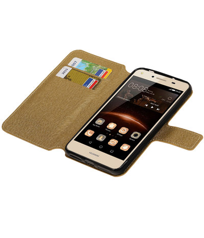 Goud Hoesje voor Huawei Y5 II TPU wallet case booktype HM Book