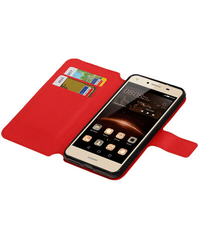 Rood Huawei Y5 II TPU wallet case booktype hoesje HM Book