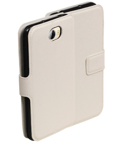 Wit Huawei Y5 II TPU wallet case booktype hoesje HM Book