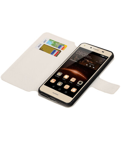Wit Huawei Y5 II TPU wallet case booktype hoesje HM Book