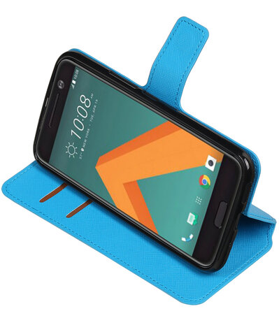 Blauw HTC 10 TPU wallet case booktype hoesje HM Book