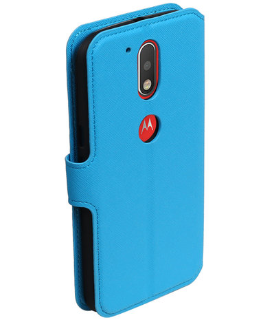 Blauw Motorola Moto G4 / G4 Plus TPU wallet case booktype hoesje HM Book