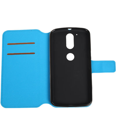 Blauw Motorola Moto G4 / G4 Plus TPU wallet case booktype hoesje HM Book