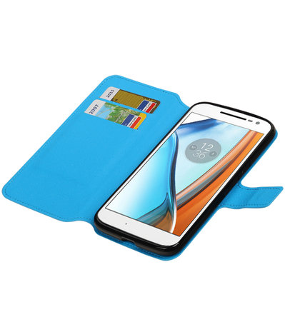 Blauw Motorola Moto G4 / G4 Plus TPU wallet case booktype hoesje HM Book