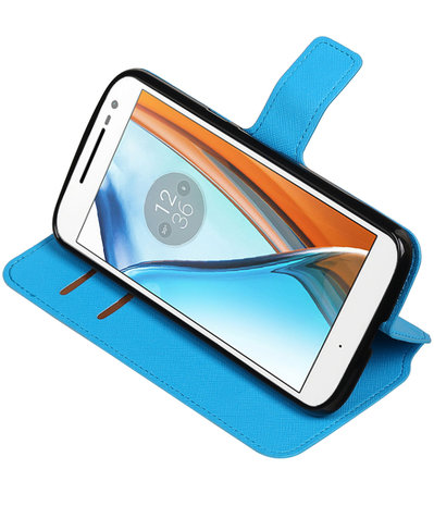Blauw Motorola Moto G4 / G4 Plus TPU wallet case booktype hoesje HM Book
