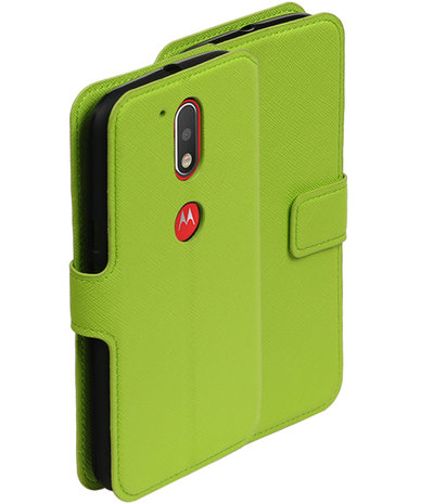 Groen Motorola Moto G4 / G4 Plus TPU wallet case booktype hoesje HM Book