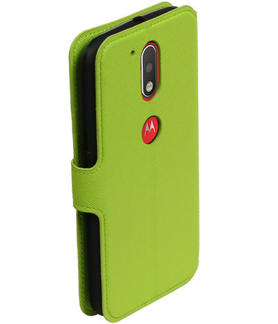 Groen Motorola Moto G4 / G4 Plus TPU wallet case booktype hoesje HM Book