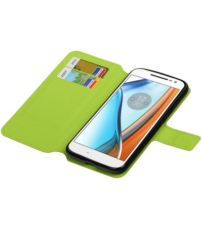 Groen Motorola Moto G4 / G4 Plus TPU wallet case booktype hoesje HM Book