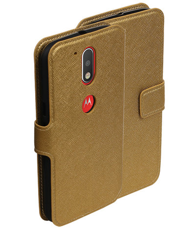 Goud Motorola Moto G4 / G4 Plus TPU wallet case booktype hoesje HM Book