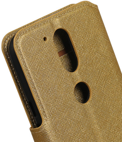 Goud Motorola Moto G4 / G4 Plus TPU wallet case booktype hoesje HM Book