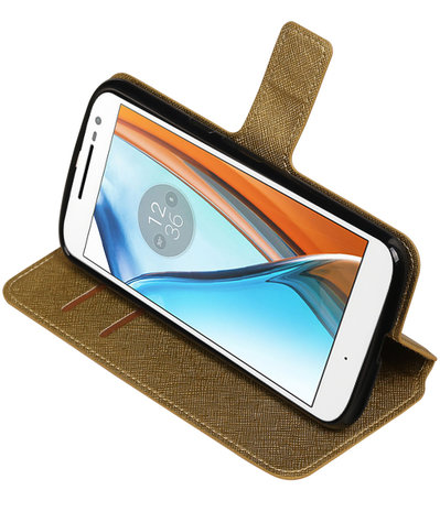 Goud Motorola Moto G4 / G4 Plus TPU wallet case booktype hoesje HM Book