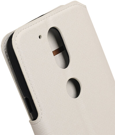 Wit Motorola Moto G4 / G4 Plus TPU wallet case booktype hoesje HM Book