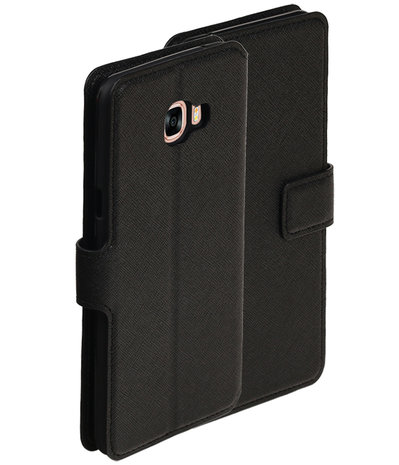 Zwart Samsung Galaxy C7 TPU wallet case booktype hoesje HM Book