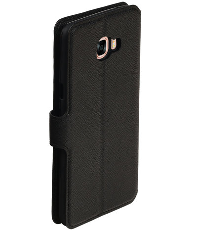 Zwart Samsung Galaxy C7 TPU wallet case booktype hoesje HM Book