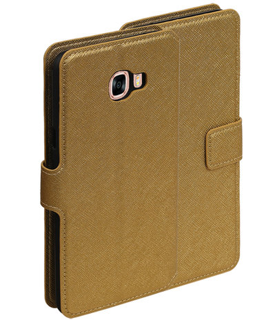 Goud Samsung Galaxy C7 TPU wallet case booktype hoesje HM Book