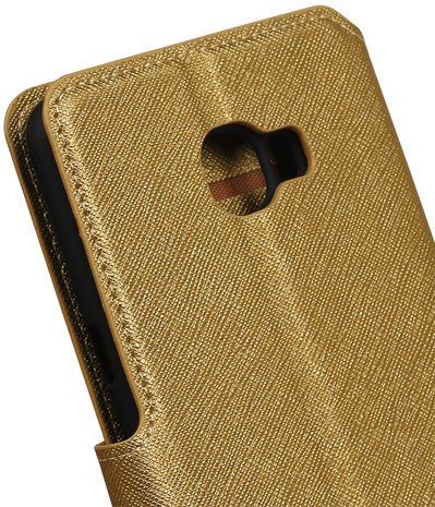 Goud Samsung Galaxy C7 TPU wallet case booktype hoesje HM Book