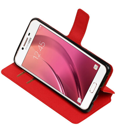 Rood Samsung Galaxy C7 TPU wallet case booktype hoesje HM Book