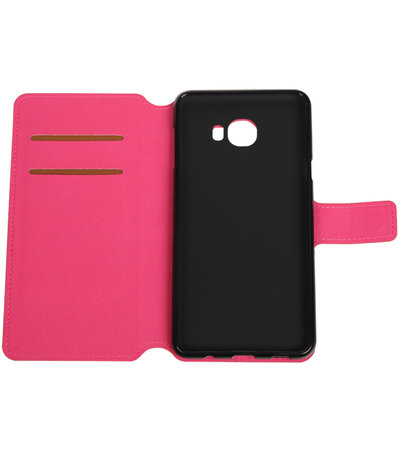 Roze Samsung Galaxy C7 TPU wallet case booktype hoesje HM Book