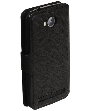 Zwart Huawei Y3 II TPU wallet case booktype hoesje HM Book