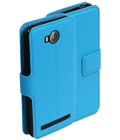 Blauw Huawei Y3 II TPU wallet case booktype hoesje HM Book