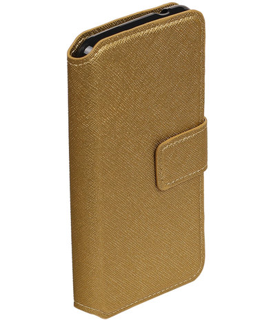 Goud Huawei Y3 II TPU wallet case booktype hoesje HM Book