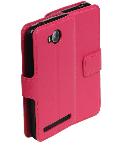 Roze Huawei Y3 II TPU wallet case booktype hoesje HM Book