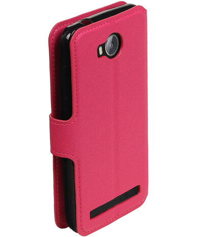 Roze Huawei Y3 II TPU wallet case booktype hoesje HM Book