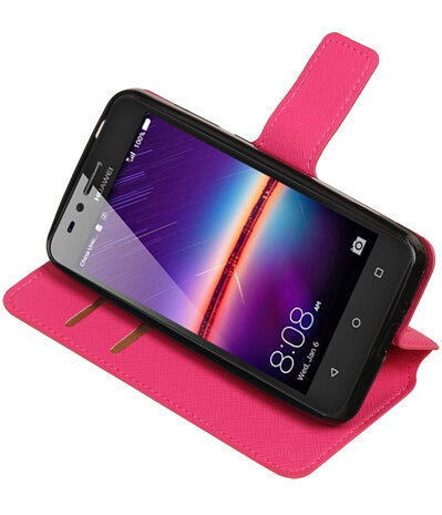 Roze Huawei Y3 II TPU wallet case booktype hoesje HM Book