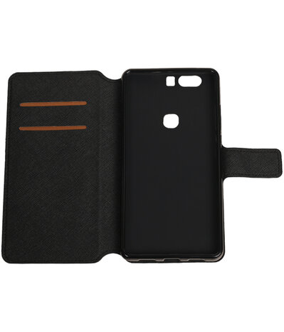 Zwart Huawei Honor V8 TPU wallet case booktype hoesje HM Book