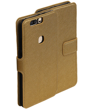 Goud Huawei Honor V8 TPU wallet case booktype hoesje HM Book