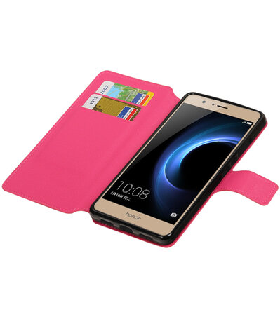 Roze Huawei Honor V8 TPU wallet case booktype hoesje HM Book