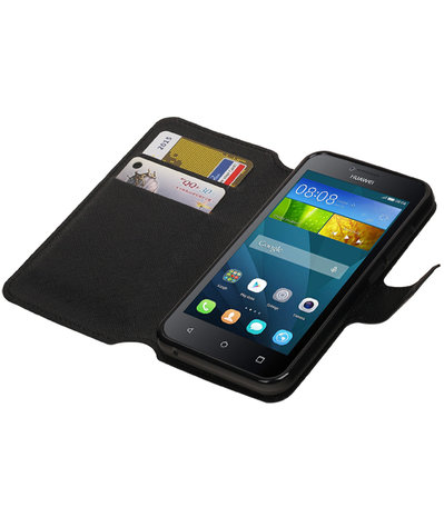 Zwart Huawei Y560 / Y5 TPU wallet case booktype hoesje HM Book